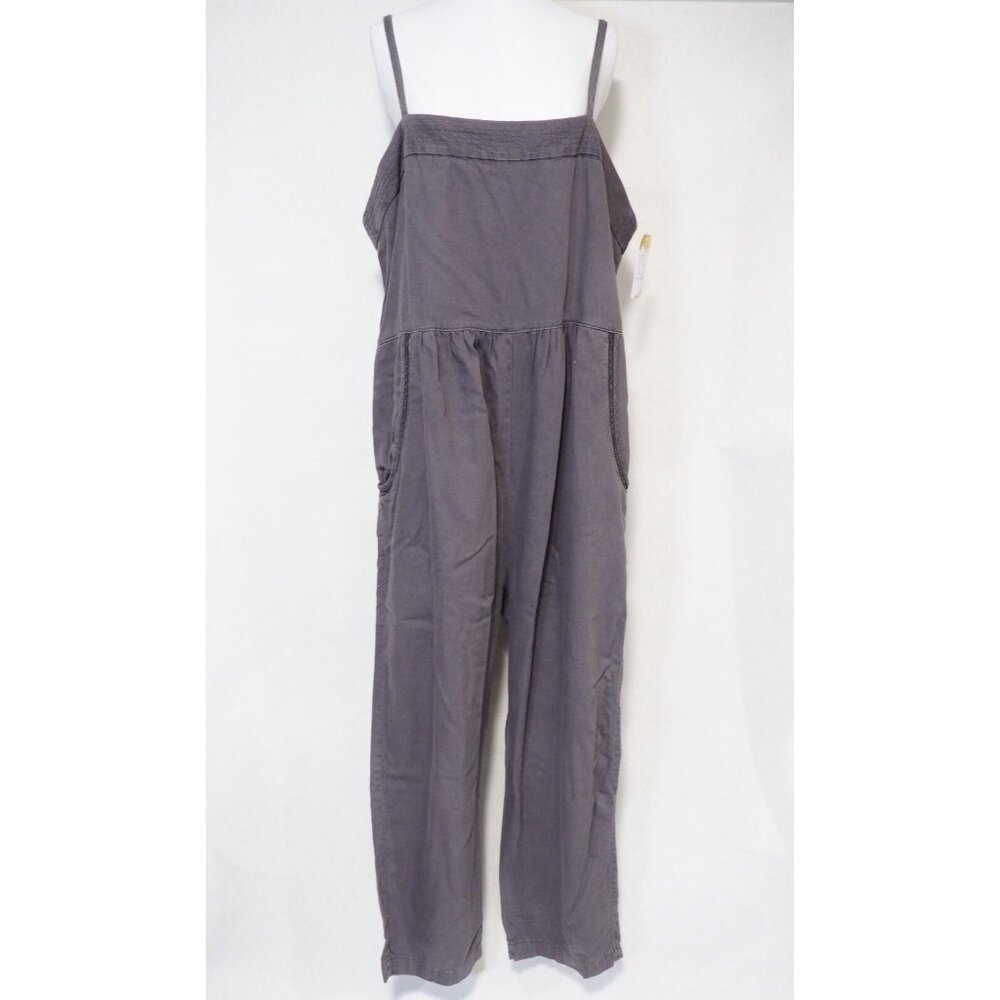 Postmark Equinox Gray Cotton Linen Cropped Apron Jumpsuit, Size XL